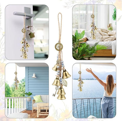 Witch Bells Protection for Door Knob, 13" Hanger Wind Chimes, Christmas Bells for Witchy Home Decor, Witchy Things Clear Negative Energy Witchcraft Supplies (Blue-and-White Porcelain)