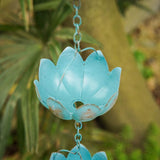 Topadorn 8.5 FT Rain Chain Iron Gutter Chains with 12 Rain Collector Thick Iron Flower Cups Garden Decoration,Lake Blue