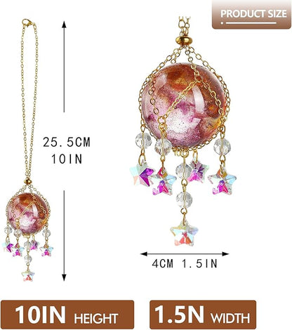 Pink Purple Crystal Suncatcher Hanging Decorative Ball Ornament with 40mm Crystal Ball Decor for Garden Window