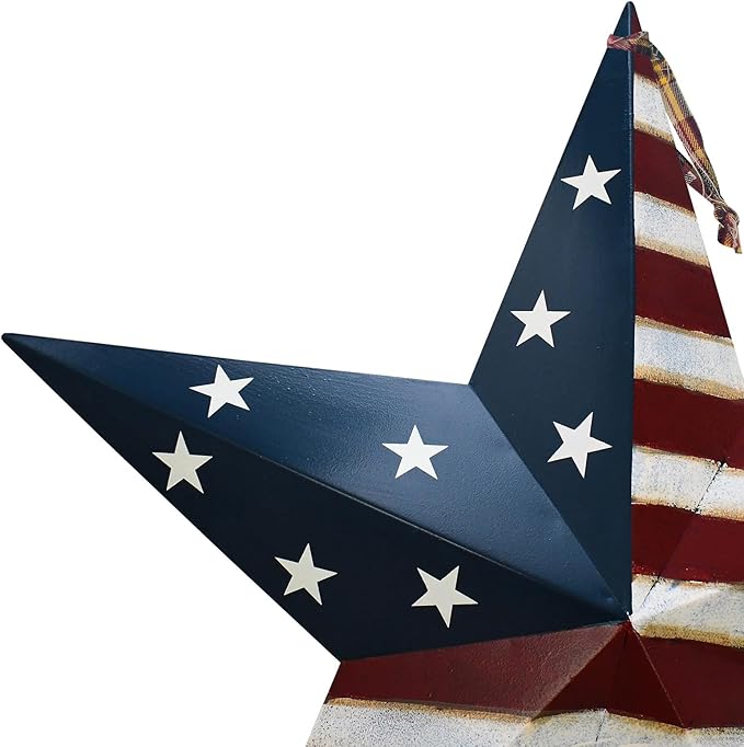 Linfevisi American Flag Star Yard Signs 27.5 Inch Metal Patriotic Barn Stars Garden Stakes US Flag Outdoor 4th of July Decorations Memorial Day Yard Art Lawn Ornaments Patio for Outside