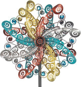 DREAMSOUL Colorful Wind Spinners Outdoor Metal Wind Spinner with Stake, 63.4" Kinetic Windmill for Yard Lawn Patio Decor