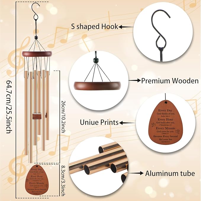 Christian Gifts for Women Men - Inspirational Bible Verse Wind Chimes for Outside, Religious Faith Based Gifts for Mother Sisters Friends Birthday Christmas Easter Baptism Communions
