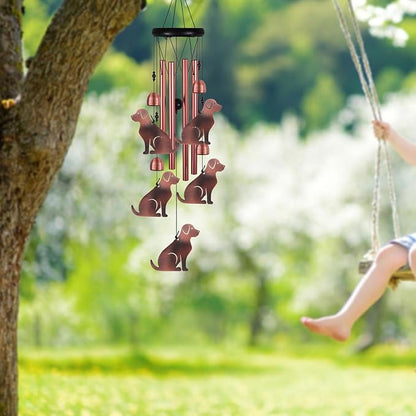 Dog Wind Chimes for Garden, Gifts for Mom, Home, Balconies, Rooms, Patio, Indoor, Outdoor Dogs Decoration, Aluminum Puppy Wind Catcher, Copper Labrador Wind Bells, Golden Retriever Wind Chimes Decor