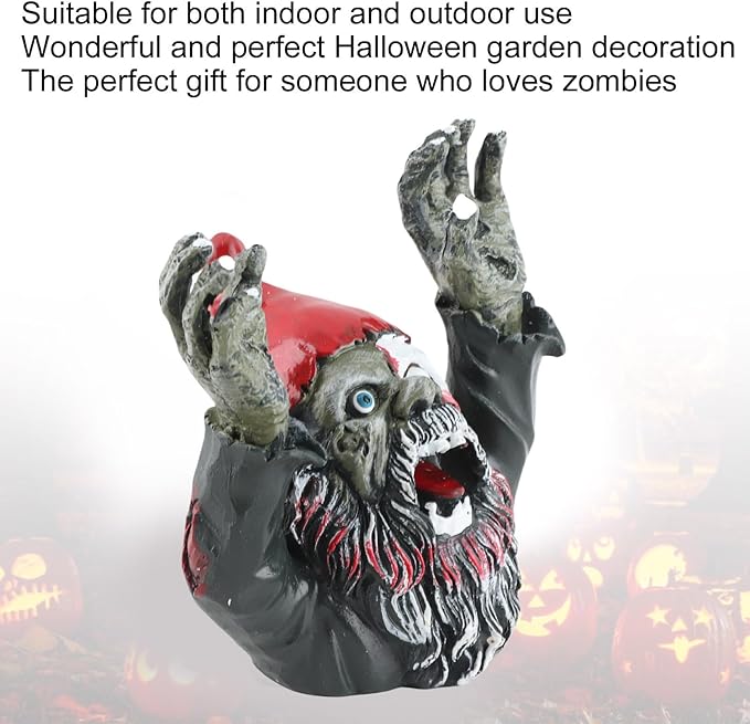 Zombie Garden Gnomes Zombie Dwarf, Garden Statue Sculpture Evil Scary Outdoor Halloween Decoration Ornament Horror Zombie Dead Gnome Zombie Gnome for Indoor and Outdoor Patio Use