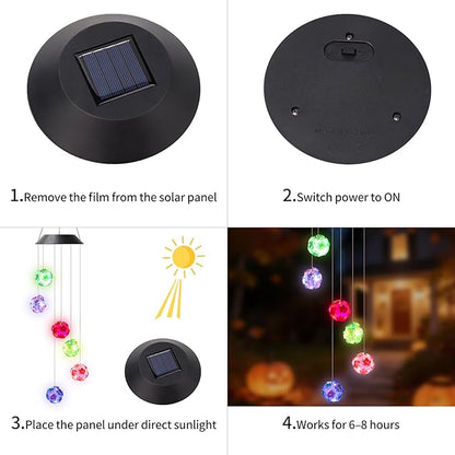 Solar Colorful Ball Wind Chimes for Outside Garden, Patio, Yard – Decor for Festivals/Birthday/Christmas, for Women Mom Home Garden Patio Haing