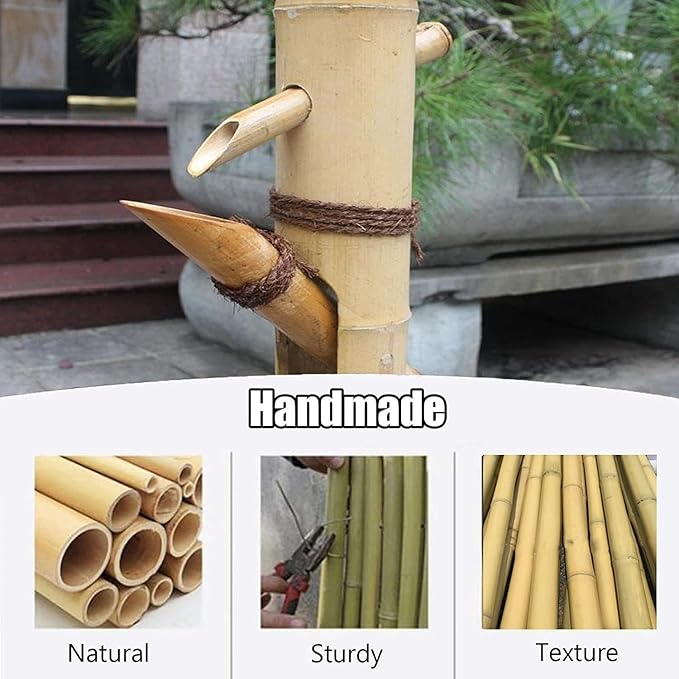 Bamboo Garden Water Fountain, Japanese Zen Garden Pond Water Feature Decoration, Water Feature Rocking Pump Water Landscape with Pump