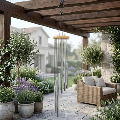 Wind Chimes for Outside with 12 Aluminum Tubes Wind Bells, 23 Inches Melody Windchimes Outdoors for Farmhouse Garden Patio Home Decor (Gold)