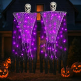 Halloween Decorations Outdoor, 2 Pack Hanging Light Ghost Spooky Skeletons Decor Supplies, Haunted Creepy House Halloween Flying Decoration with Yard Tree Porch Garden Party Indoor Décor