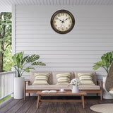 Outdoor Clocks Waterproof with Thermometer Combo Vintage Rustic Wall Clock for Patio Pool Bathroom Kitchen(8 Inch,Bronze)