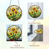 GENANY Sunflowers Glass Window Hanging, Spring Sun Catcher with Metal Chain and Hook, Romantic Gifts for Women Friends Family, Garden Decor, Housewarming Gifts, Outdoor Decor