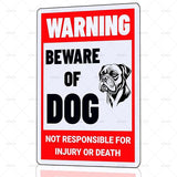 Beware of Dog Sign Boxer Metal Sign Warning Beware of Dog Signs for Fence Outdoor Farm Garden Gate Home Yard Decor 12x16 Inch