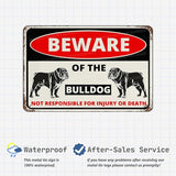 Beware Of The Dog Bulldog Sign Aluminum Metal Tin Signs Outdoor Yard Sign Warning Sign For Fence Yard Home Kitchen Farm Garden Wall Decor 8x12 Inch