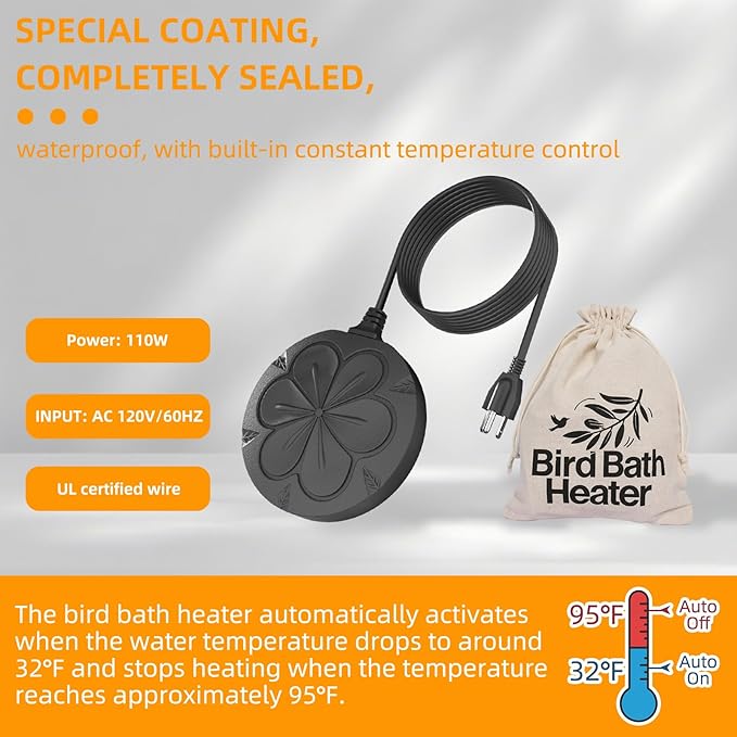 2Pack 110W Bird Bath Heater for Outdoors in Winter–Cast Aluminum Submersible Pond Deicer,Thermostatic Chicken Water Heater