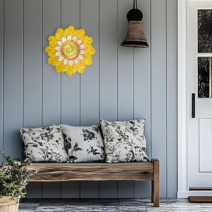 AHYS Metal Flowers Wall Decor Indoor Outdoor Metal Wall Art for Home Farmhouse Living Room Bedroom Bathroom Garden Decorations - Yellow