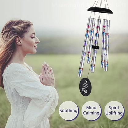 Butterfly Watercolor Memorial Wind Chimes for Loss of Loved One Mother Father,Memorial Sympathy Gifts Baskets & Funeral Bereavement Gift idea,Wind Chimes for Outside in Memory of a Loved One Mom