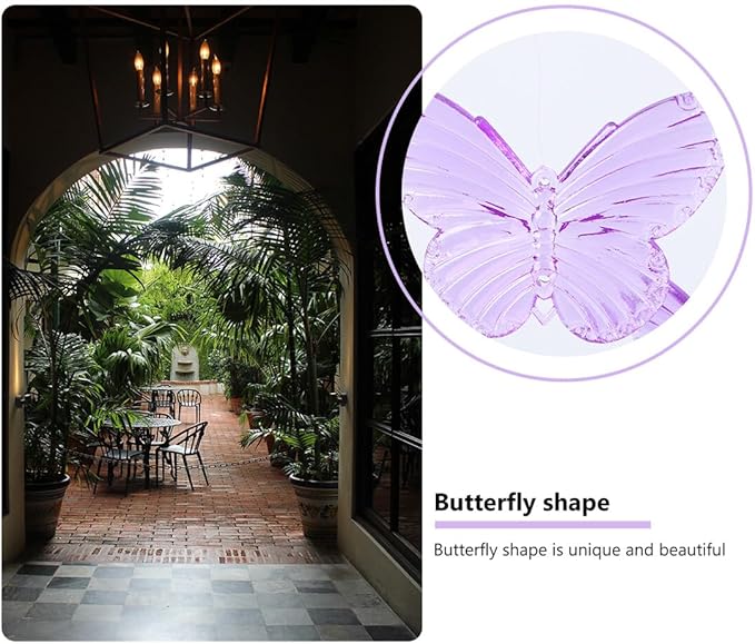 Luxshiny Purple Butterfly Wind Chime Pendant for Courtyard and Home Decor Metal and Plastic Craft with Pleasant Sound Hanging Bell Decoration and