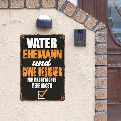 Vintage Retro Metal Wall Decor Signs Father Husband and Game Designer for Home,Kitchen,Bathroom,Patio & Garden Inspirational & Funny Life Quotes 8x12 Inches