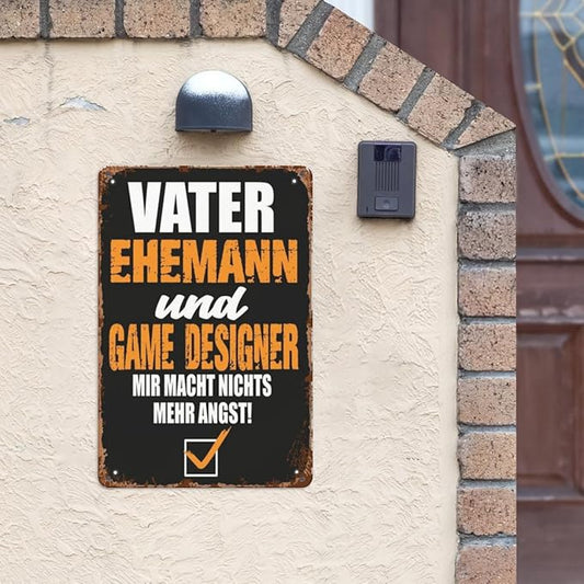 Vintage Retro Metal Wall Decor Signs Father Husband and Game Designer for Home,Kitchen,Bathroom,Patio & Garden Inspirational & Funny Life Quotes 8x12 Inches