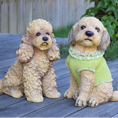 Garden Statues Outdoor Decor Balcony Figurine Outdoor Statues Courtyard Resin Decoration Outdoor Garden Simulation Animal Statue Living Room Corridor Dog Sculpture(19 * 18 * 30cm)