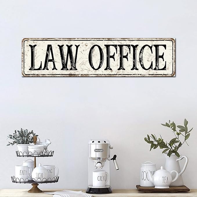 Madcolitote Retro Law Office Wood Sign Law Office Custom Street Sign Rustic Wooden Wall Art Farmhouse Wall Decor Kitchen Home Decor Signs Wall Hanging Sign Housewarming Gift 6x24in