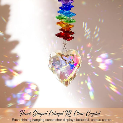 Retirement Gift Crystal Suncatcher,Retirement Gifts for Women Men,Gifts for Retired Coworker Nurse Teacher-Heart Prism Sun Catcher with Card for Window