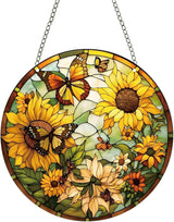 Sunflower Acrylic Window Hanging,5.9in Stained Window Hanging Decor Colorful Ornament,Sunflower Gifts for Women,Acrylic Suncatcher for Garden Kitchen Living Room