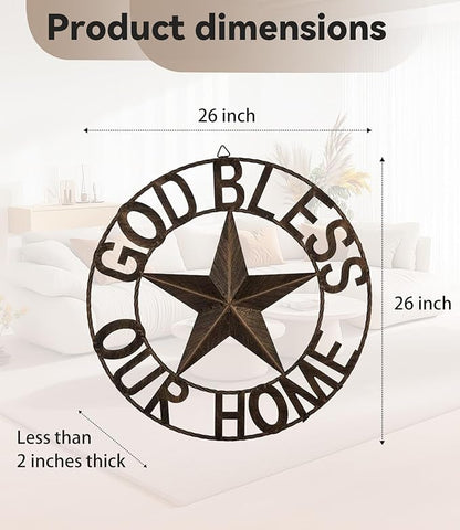 Ontrip 26" Metal Barn Star Wall Decor, Rustic Western Lone Star Metal Wall Art, Powder-Coated Iron, Indoor/Outdoor Porch Patio Fence Fireplace Farmhouse Decor, Housewarming Gift