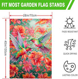 Vibrant Hummingbird Floral House Flag 28x40 Inch Double Sided Spring Summer Outdoor Yard Flag for Patio Porch Lawn Farmhouse