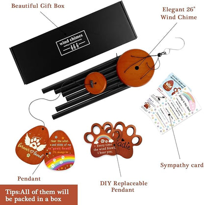 Dog Memorial Gifts Wind Chimes, Pet Memorial Sympathy Gifts for Dogs, Wind Chime Presents for Loss of Pet Dog Remembrance, Pets Passing Away Bereavement Grieving Gift