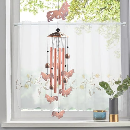 Handcrafted Dachshund Wind Chimes -Dog Gift for Women,Unique Outdoor Musical Decor for Garden,Patio & Nursery, Memorial Day Gifts for Mom/Wife/Daughter, Whimsical Yard Decorations with Soothing Tones
