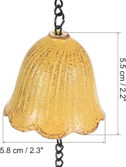 PATIKIL Japanese Wind Chime, Temple Bells Retro Outdoor Hanging Metal Iron Wind Chime for Outside Garden, Leaf, Yellow
