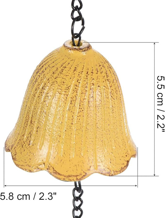 PATIKIL Japanese Wind Chime, Temple Bells Retro Outdoor Hanging Metal Iron Wind Chime for Outside Garden, Leaf, Yellow
