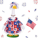 JcHrmers 4th of July Porch Goose Outfits Memorial Day Goose Outfit Fits 23" Plastic Cement Goose Statue Patriotic Goose Costume for USA 250th Anniversary Outdoor Garden Patio Yard Lawn Decor