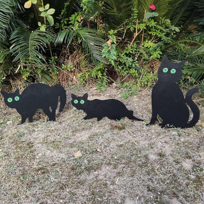 Cat Garden Statue Cat Silhouette Gardening Cat Decor Cat with Marble Eyes Mice Control Harmless Bird Deterrent Decor 3PCS