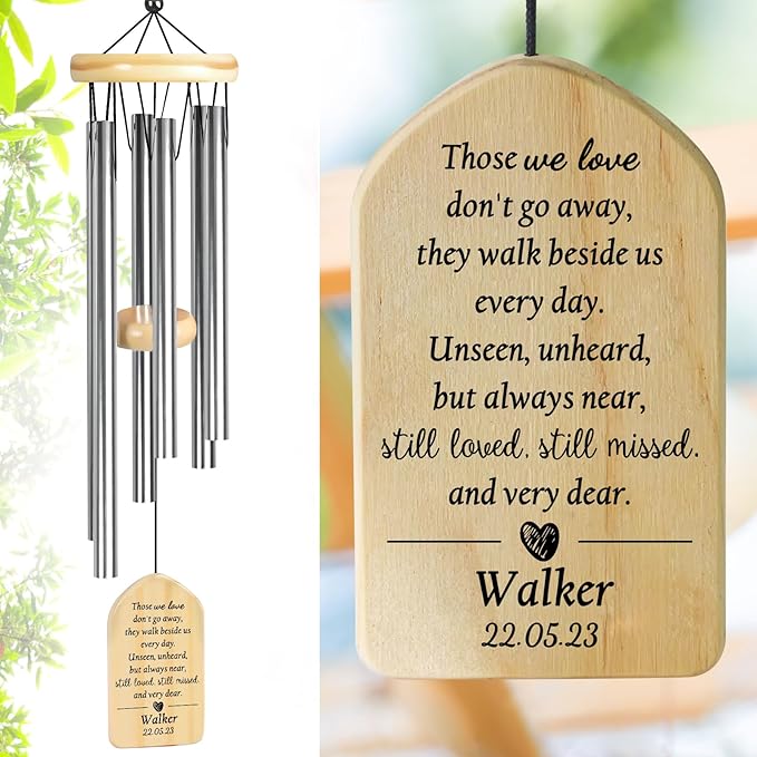 Sympathy Wind Chimes, Personalized Memorial Wind Chimes in Memory of Loved One - Bereavement Gifts for Loss of Loved One