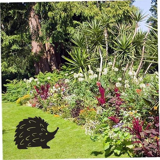 Wrought Iron Decoration Hedgehog Wrought Iron Garden Stake Standing Metal Backyard Statue Animal Hollow Yard Ornament