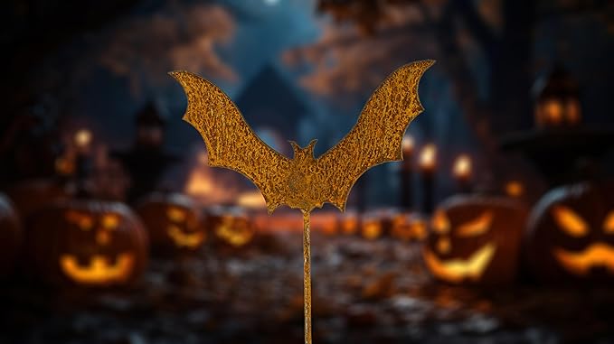 Bat Halloween Garden Stake, Steel Construction with Real Rust Finish, Made in USA