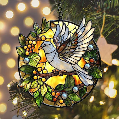 Peaceloving Dove Acrylic Suncatcher Stained Glass Effect Window Car Hanging Christmas Ornament Indoor Outdoor Decor Garden Sun Catcher Panel for Acrylic Suncatcher Lover for Women Mom Grandma