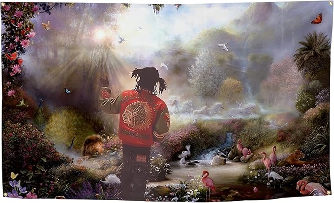 Rapper Flag Chief in The Garden of Eden Flag Aesthetic Decorative Durable 3x5 Feet Tapestry Suitable For Indoor And Outdoor Decorate for College Dorm Room ,Parties, travel, filming, events, festivals Decor Wall tapestry with 4 Brass Grommets