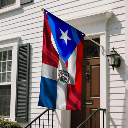 Puerto Rican Puerto Rico And Dominican Republic Flag 3x5 Ft Double-Sided Printed Indoor/Outdoor Flag Polyester Fabric Decorative Banner With 2 Brass Grommets 3x5 Foot National Flags For Outside