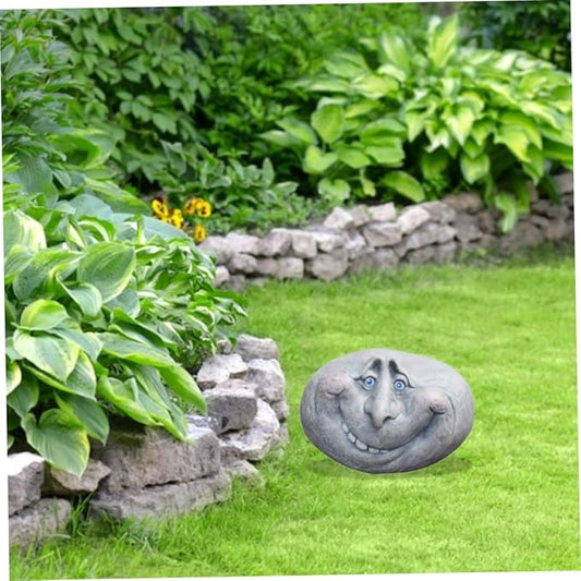 Funny Face Rock Art Sculpture Decoration Yard Art Face Resin Sculpture Mystical Garden Stones for Indoors Outdoors Patio ...