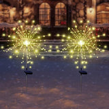 Solar Garden Firework Lights Outdoor Waterproof 6 Pack Solar Powered Art Stake Twinkle Lighting for Outside Decor, 120 LED Sparklers String Lights for Yard Pathway Patio Party Decorations (Warm White)
