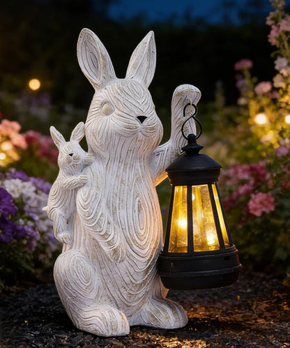 Rabbitcat Solar Bunny Garden Decor Statues: Outdoor Rabbit Decoration with Lights for Outside Yard Lawn Patio Balcony Ornament - Unique Gifts for Mom Grandma Women