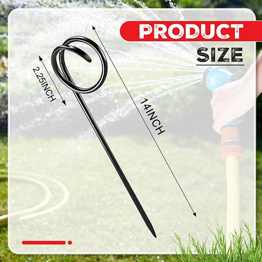 2 Pcs Garden Hose Guide Spike 14 Inch Heavy Duty Metal Hose Support Spike Iron Decorative Garden Stakes Protector to Keeps Flower Beds Plant Yard Lawn