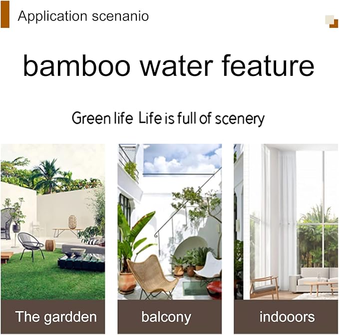 Water Features for The Garden Bird Bath Bamboo Fountain Bamboo Pipe Filtration and Pumping, Scenic Water Circulation System Water Feature Bamboo Raft Length 55cm, Creativi,