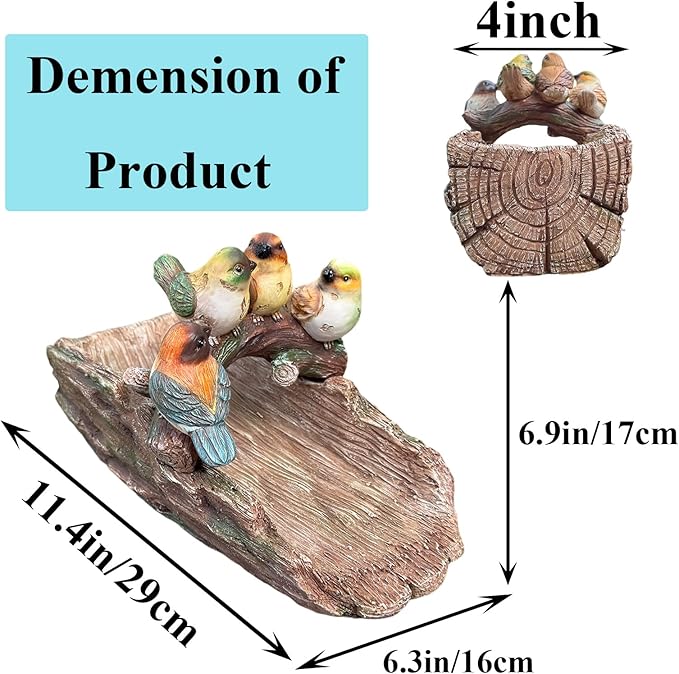 Gutter Downspout Extension Decoration Splash Block Outdoor Statues Garden Decor, 11.4" L x 6.9" W Four Birds Gutter Downspout Garden Robin Bird Sculpture Rain Concrete Pond Accessory, Gift for Mom