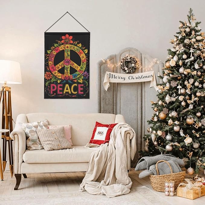 Garden Flags 12×18 Inch Peace Floral Double Sided Decorative Yard Banner Seasonal Flag for Outdoor Outside Decor