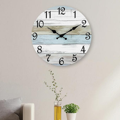 CHYLIN Wall Clock - 18 Inch Silent Non Ticking Wall Clocks Battery Operated, Larger Clock Decorative for Living Room, Kitchen (Blue)
