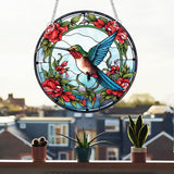 7.9'' Acrylic Window Suncatcher Decor,Stained Panel Hangings Decorative Acrylic Wall Decor Colorful Ornament Window Hangings for Outdoor Indoor Decor(Hummingbird-Blue)