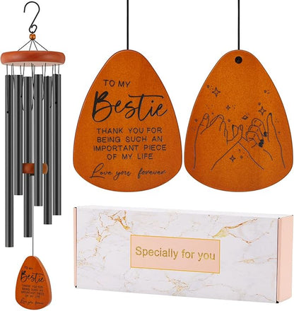Bestie Gift for Women, Friend Gifts for Women, Unique Friendship Sister Gifts for Birthday, Valentines Day, Galentines, Mothers Day, Christmas, 32 Inch Wind Chimes Gift for Home Decor